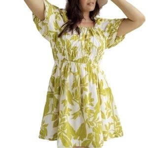 Maeve by Anthropologie Wome’s Puff Sleeves Feliciana Tropical Print Mini Dress S